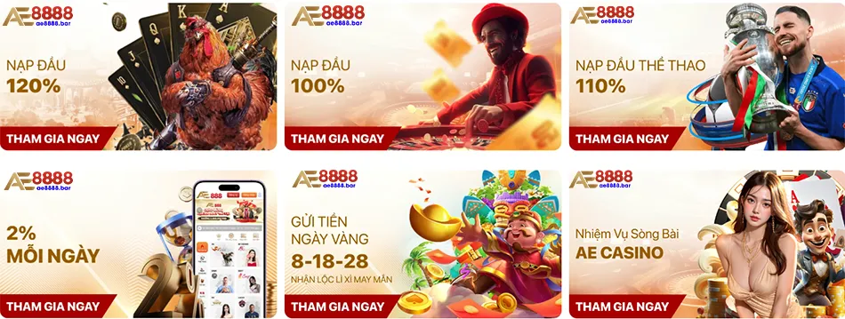 Đa dạng các chương trình khuyến mãi AE8888 hot nhất hiện nay
